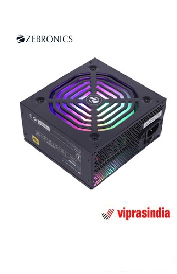 Power Supply  ZEBRONICS ZS500 500W  with Silent 120mm RGB Fan (SMPS)