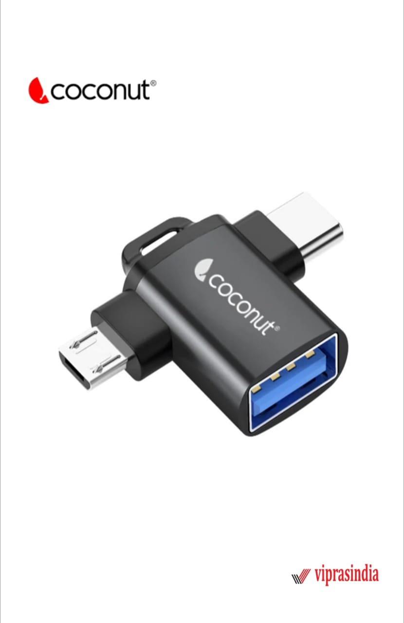 USB 3.0 to Micro USB + Type C, OTG Adapter OT03 Coconut  Aluminium Body